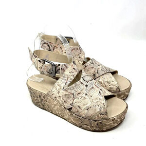 Amuse Society x Matisse Runaway Platform Sandals Snake Print Brown Tan Size US 6
